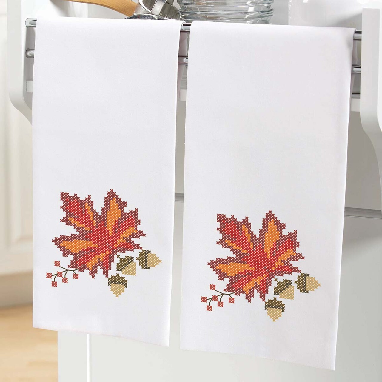 Herrschners Autumn Glow Towel Pair- September Stamped Cross-Stitch